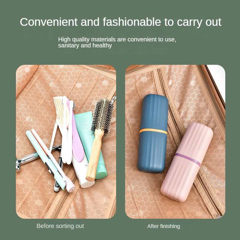 ¡Organización y comodidad en tus viajes con el Estuche Portátil para Cepillos 3 en 1! ✈️