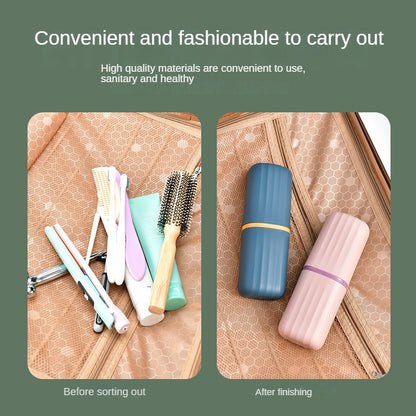 ¡Organización y comodidad en tus viajes con el Estuche Portátil para Cepillos 3 en 1! ✈️