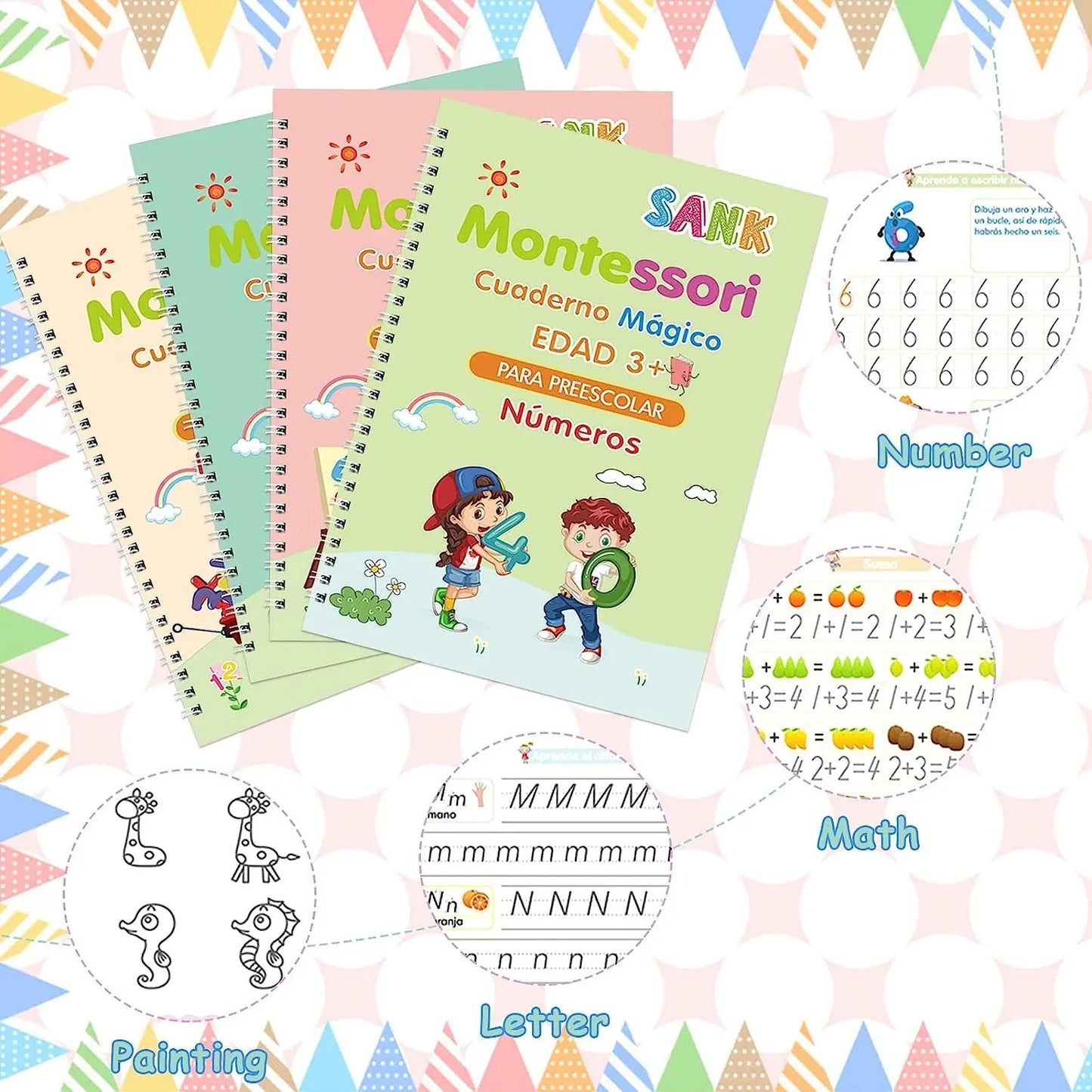 kit De 4 Cuadernos De Escrituras Magicos